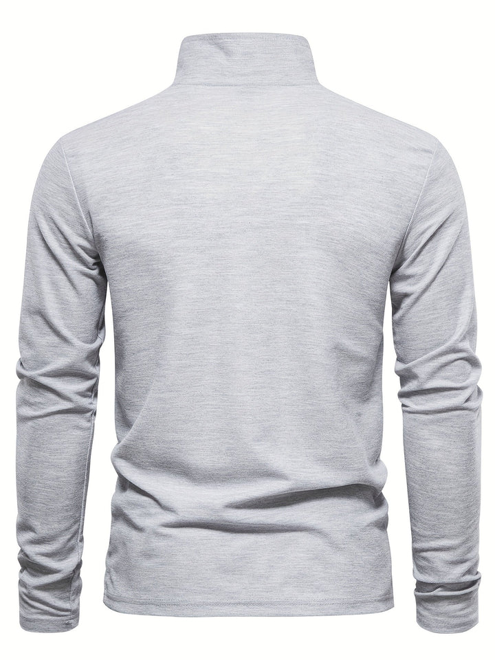 Long sleeve detail of a comfortable men's polo, designed for everyday wear & fall fashion.