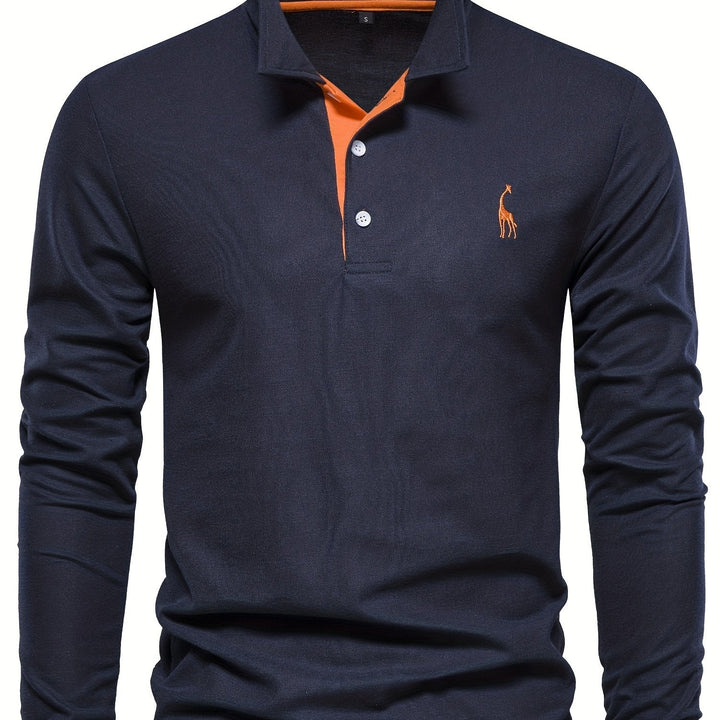 Men's long sleeve polo in motion, highlighting its comfort & versatility for active lifestyles.