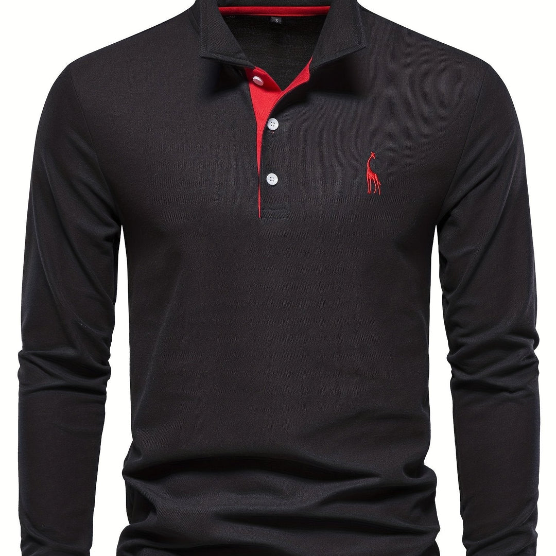 Folded men's long sleeve polo, ready for versatile casual wear & men's everyday fashion.
