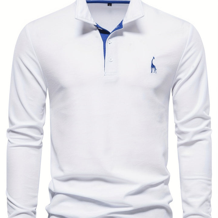 Men's long sleeve polo styled for layering, a versatile shirt for cooler fall fashion.