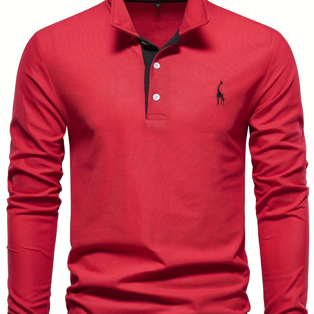 Fall fashion men's long sleeve polo, offering warmth, comfort, and everyday style.