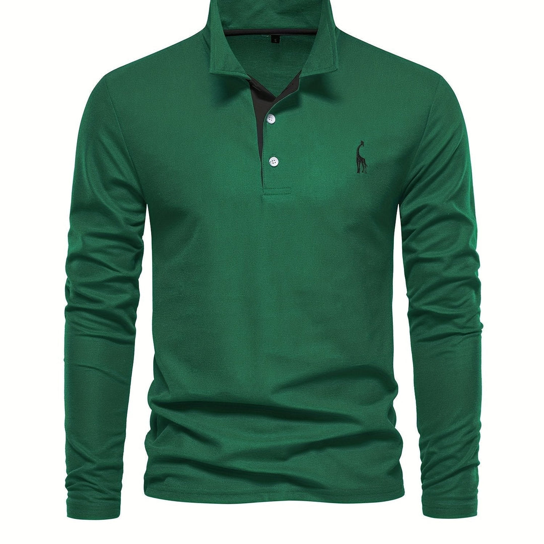 Ultra-comfortable men's long sleeve polo, an essential versatile shirt for casual everyday style.