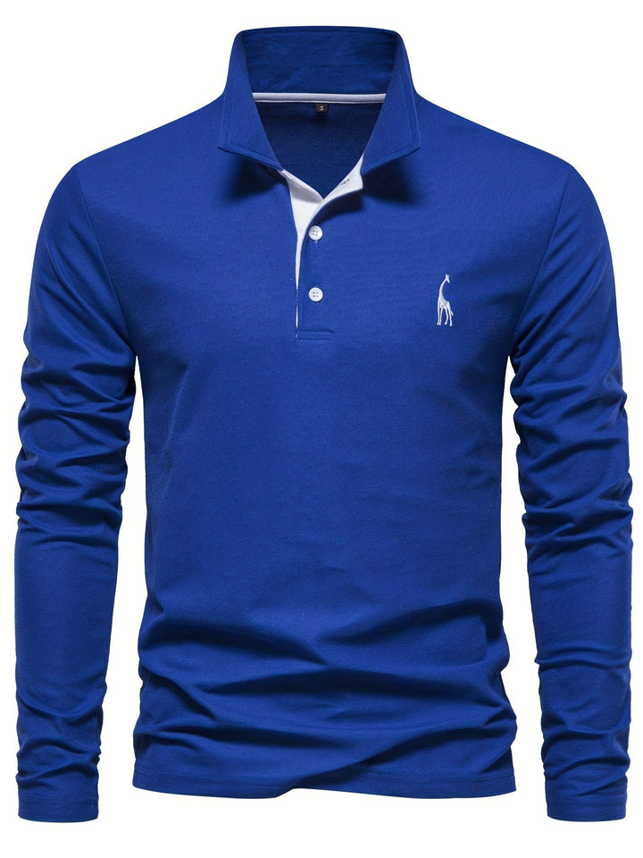 Stylish men's long sleeve polo paired with jeans for a versatile, elevated casual look.