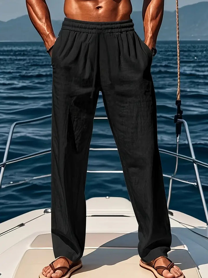 Lightweight men's casual pants with a relaxed fit, perfect for everyday wear and travel in warm weather.