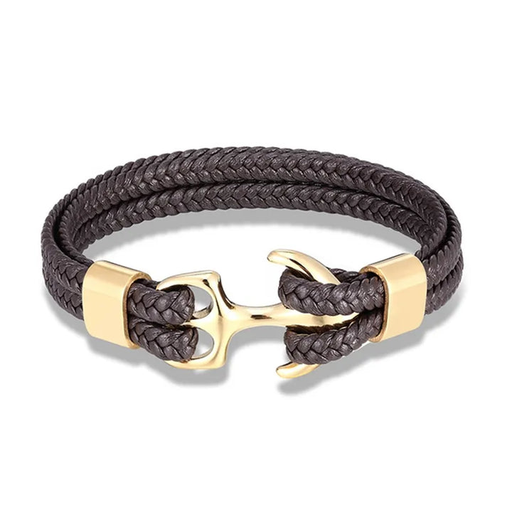 Gift for him: stylish men's leather anchor bracelet, comfortable and trendy. Ideal casual accessory.