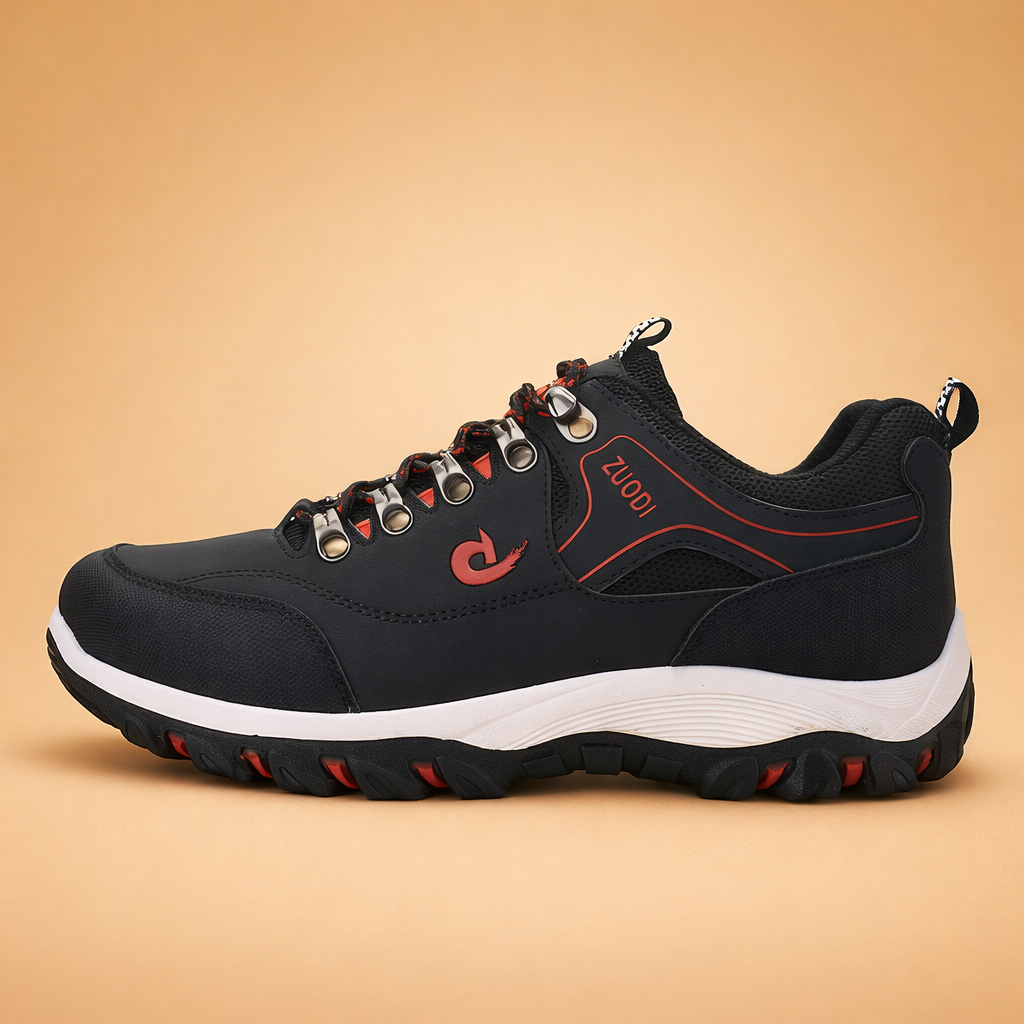Men's orthopedic hiking sneakers with arch support, designed for all-day comfort on trails & walking.