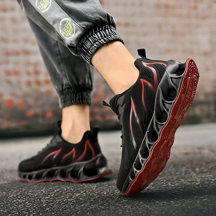 Supportive men's athletic sneakers designed for walking & running, featuring orthopedic arch support.