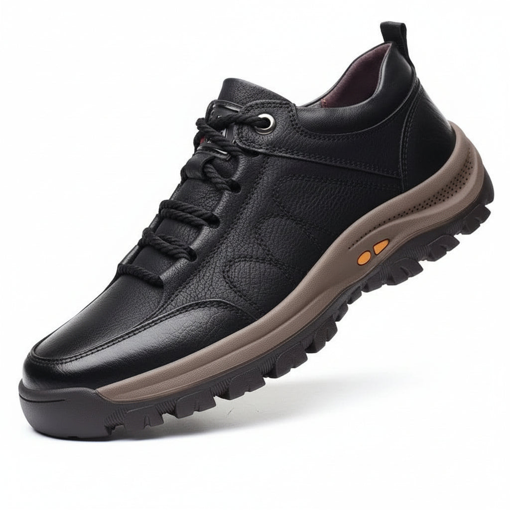Men's orthopedic waterproof walking shoes with arch support for comfort & foot health.