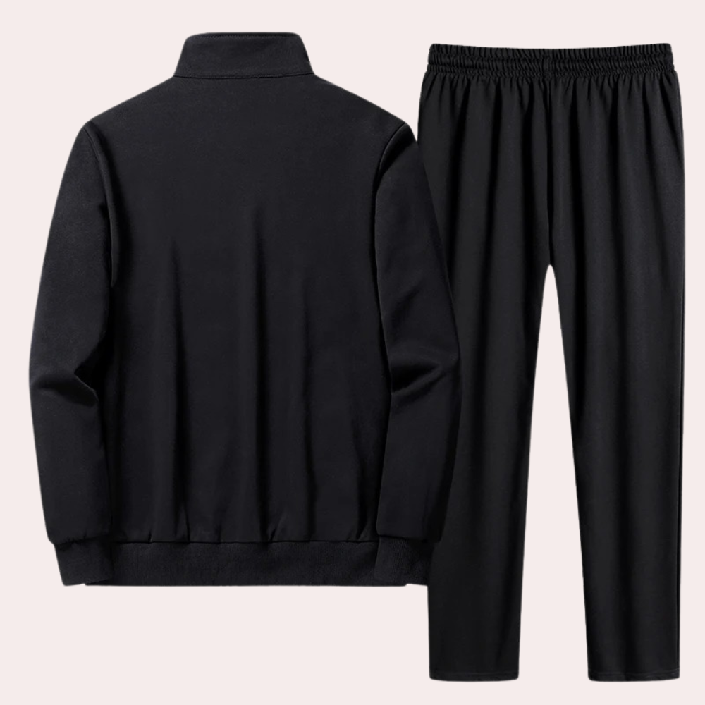 Grey men's two-piece tracksuit, offering ultimate comfort and versatile style for athleisure and casual daily wear.