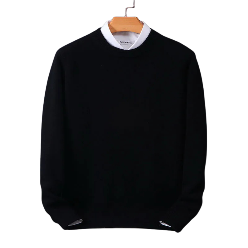Versatile men's round neck long sleeve sweater, perfect for casual wear & everyday fashion.