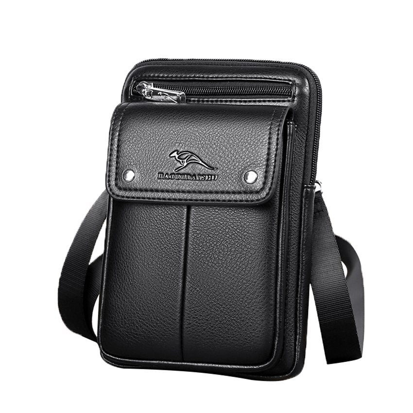 Men's PU leather crossbody bag for daily essentials and organization.