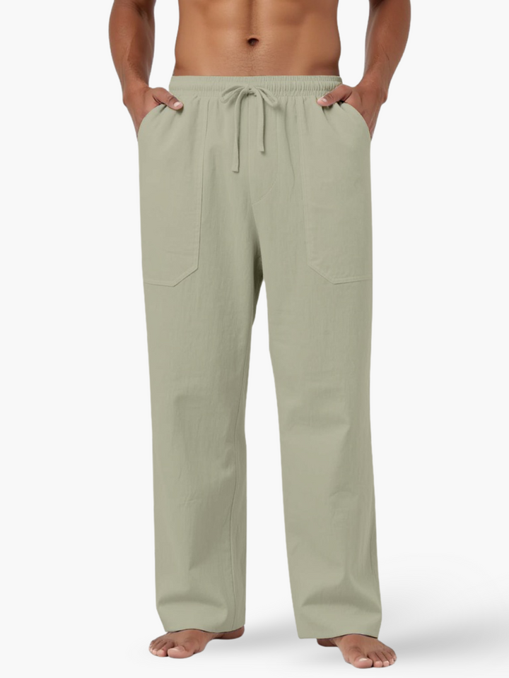 Men's casual summer drawstring pants, light and relaxed for beach days, vacation, or warm weather comfort.