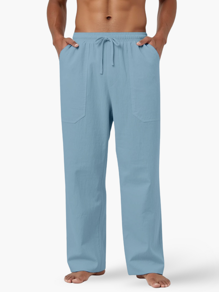 Versatile men's relaxed fit drawstring pants, offering ultimate comfort for casual, lounge, or travel.
