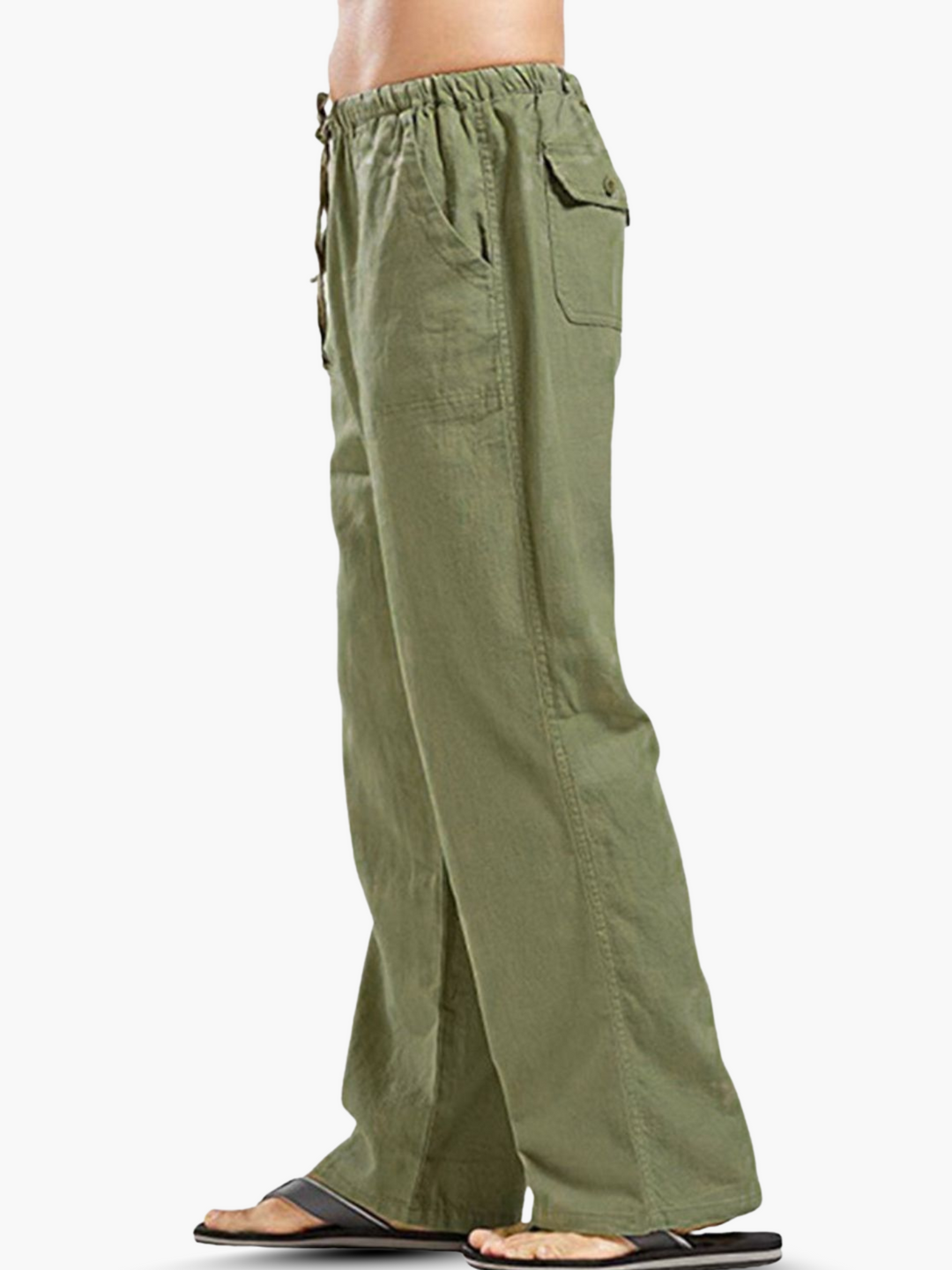 Comfortable men's relaxed fit wide leg drawstring pants, perfect for travel, summer, or everyday wear.