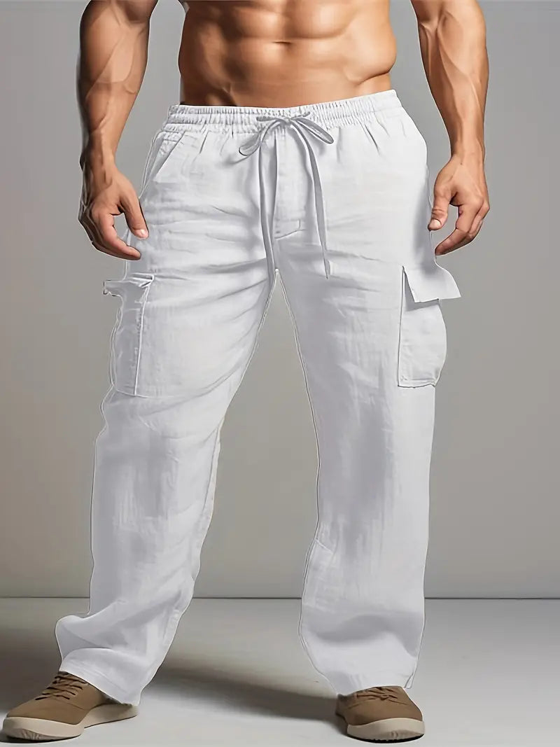Lightweight men's summer trousers, relaxed fit for ultimate comfort. Perfect casual suit pants for work or event wear.