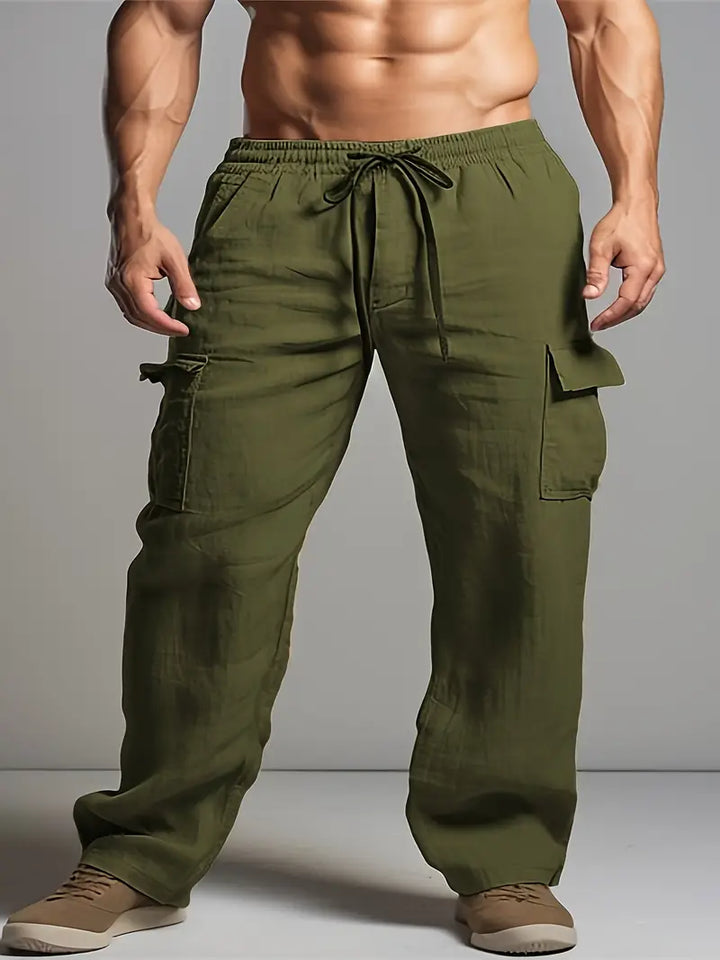 Smart casual men's relaxed fit trousers, lightweight summer pants. Versatile suit pants for office, events, or daily wear.