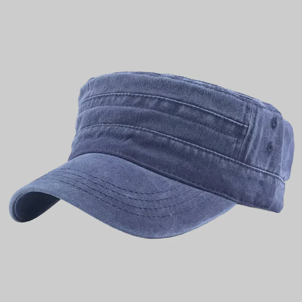 Black men's classic beanie with a retro army style, versatile headwear for winter and autumn outfits.