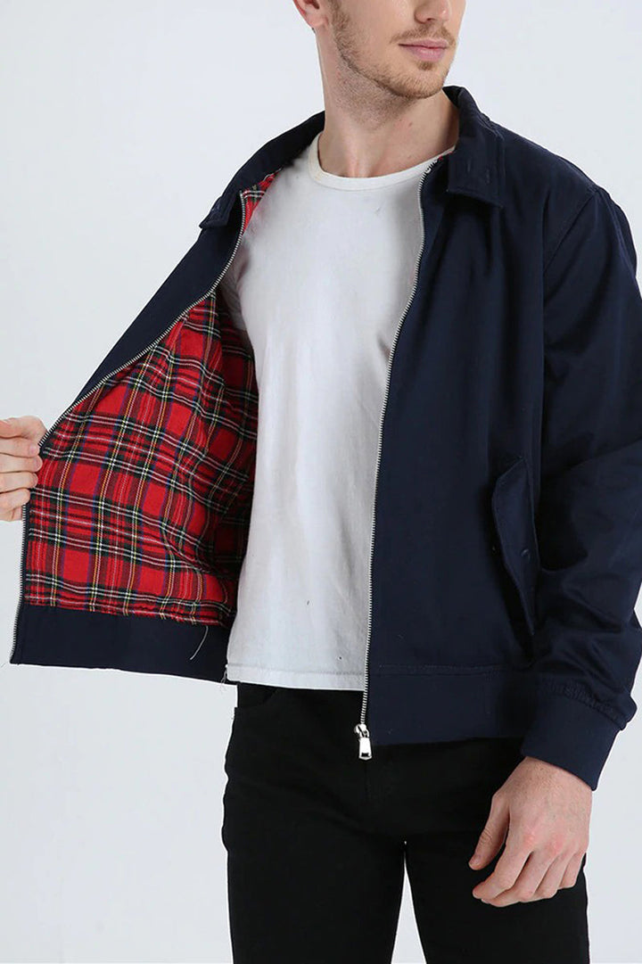 Stylish men's black Harrington jacket. Timeless design, lightweight, perfect for everyday wear.