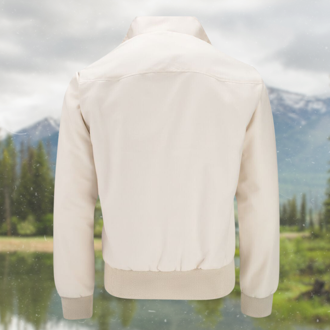 Men's Ryder Classic Harrington Jacket worn casually over a t-shirt. Everyday style.