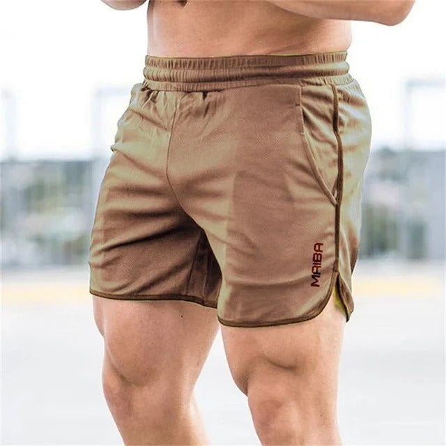 Athletic men's slim-fit quick-dry swim shorts with elastic waist for performance.