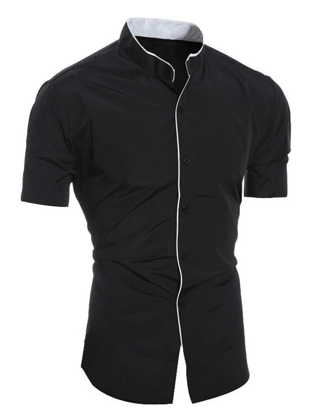 Men's slim fit short sleeve button-up shirt for casual or smart casual wear.