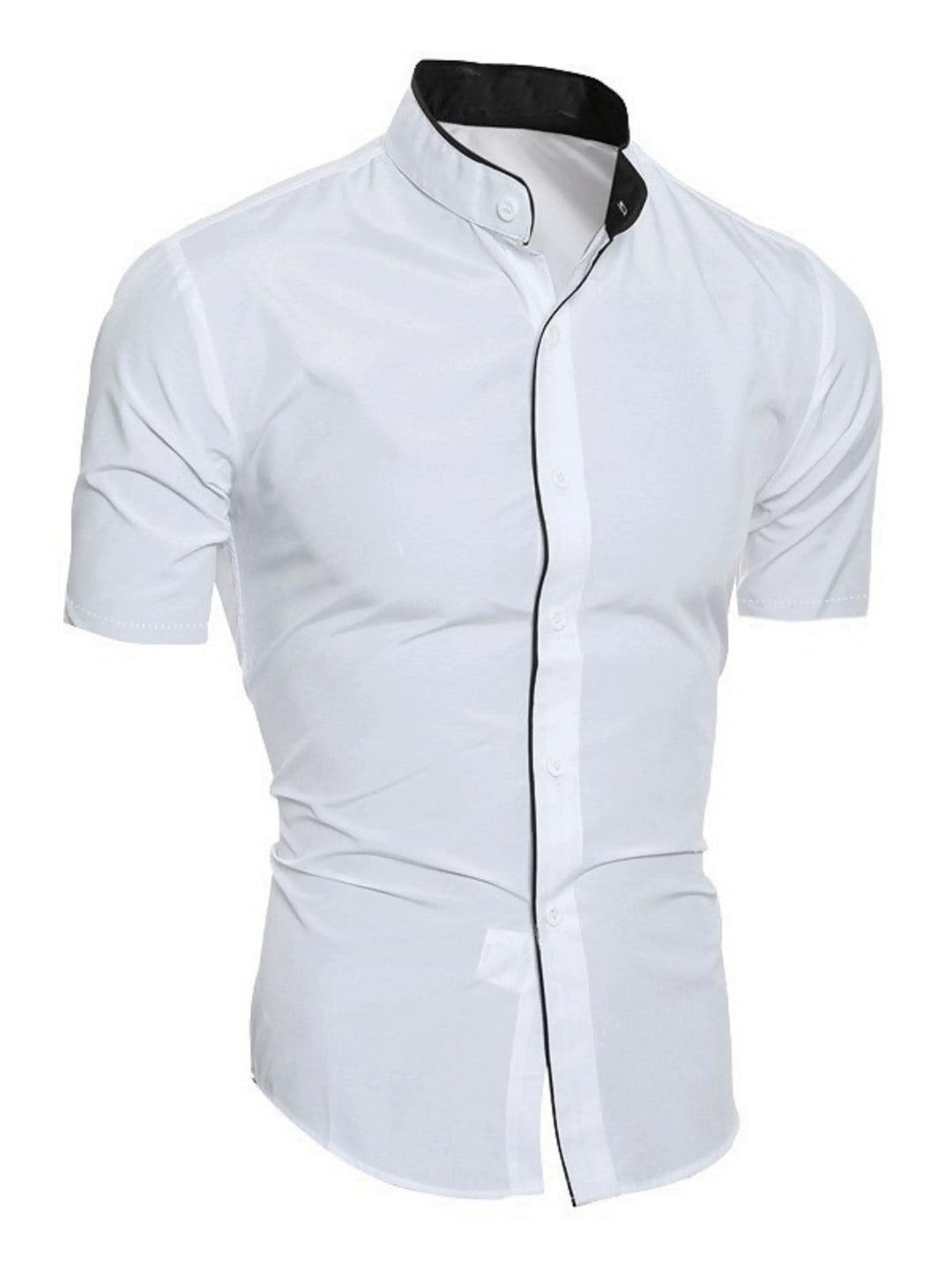 Casual men's slim fit short sleeve shirt. Perfect modern button-up for a tailored, smart casual style.