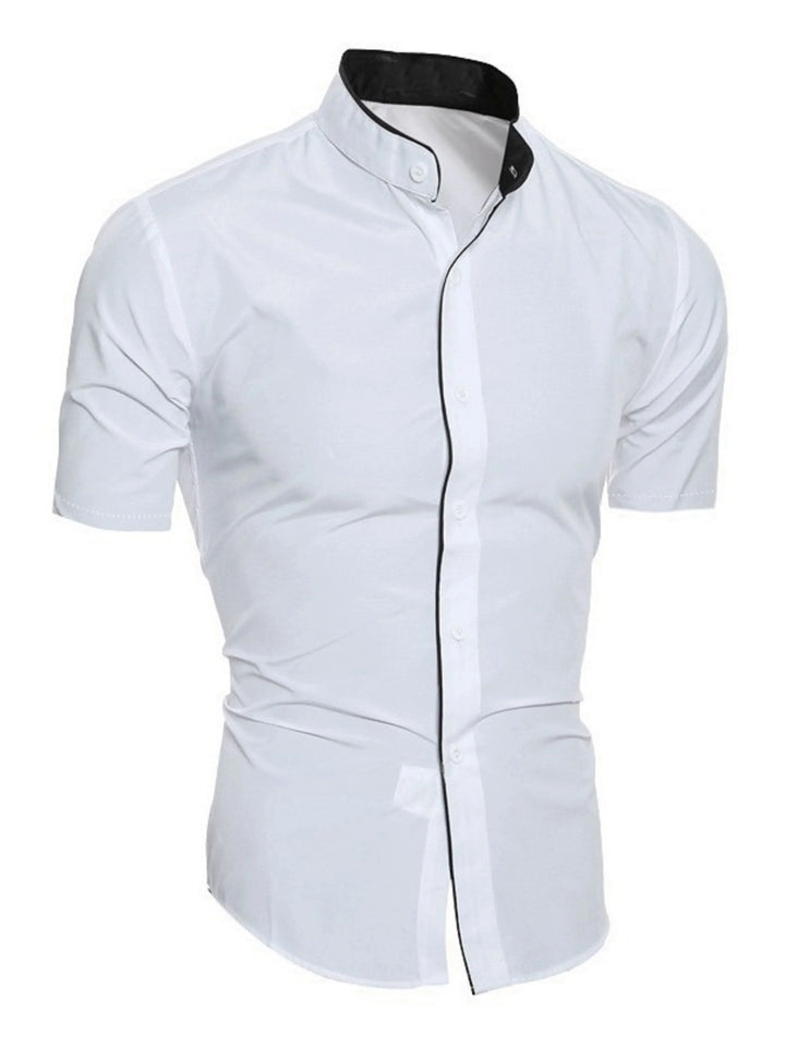Casual men's slim fit short sleeve shirt. Perfect modern button-up for a tailored, smart casual style.