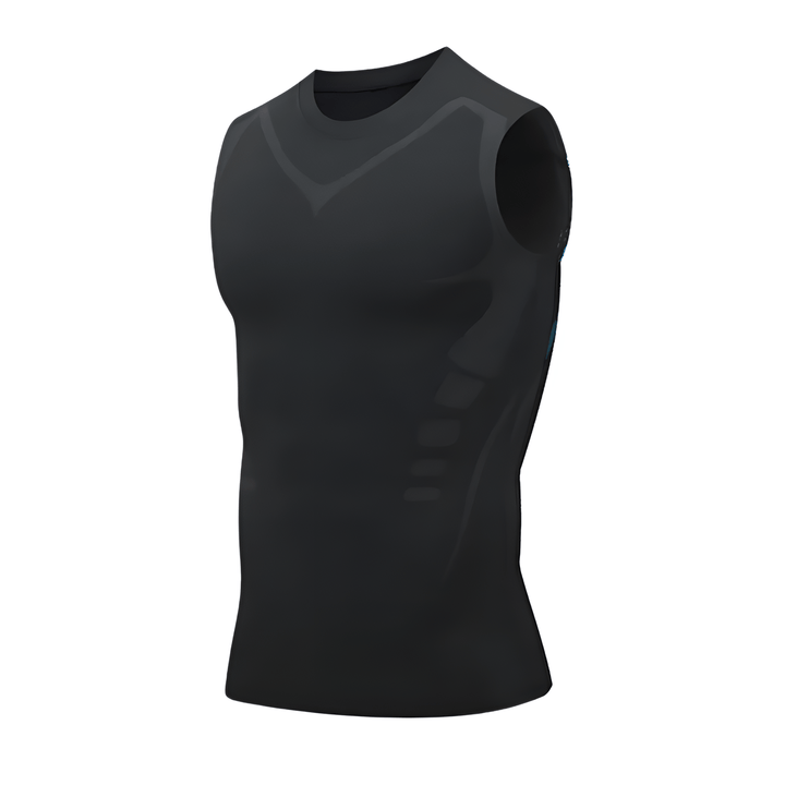 Men's seamless slimming vest, providing compression for a leaner chest and core silhouette.