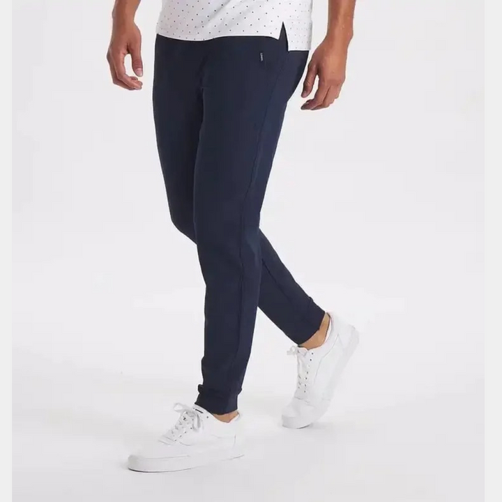Men's flexible stretch pants for hiking & travel. Wind-resistant & water-repellent outdoor activewear comfort.