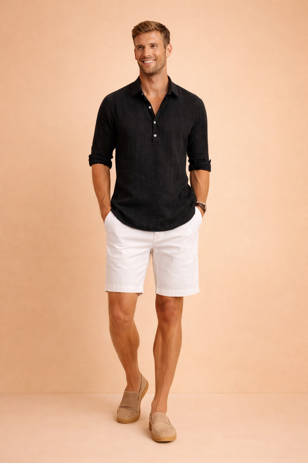 Comfortable and stylish men's short-sleeve button-down shirt. Loose-fit for casual summer and everyday wear.