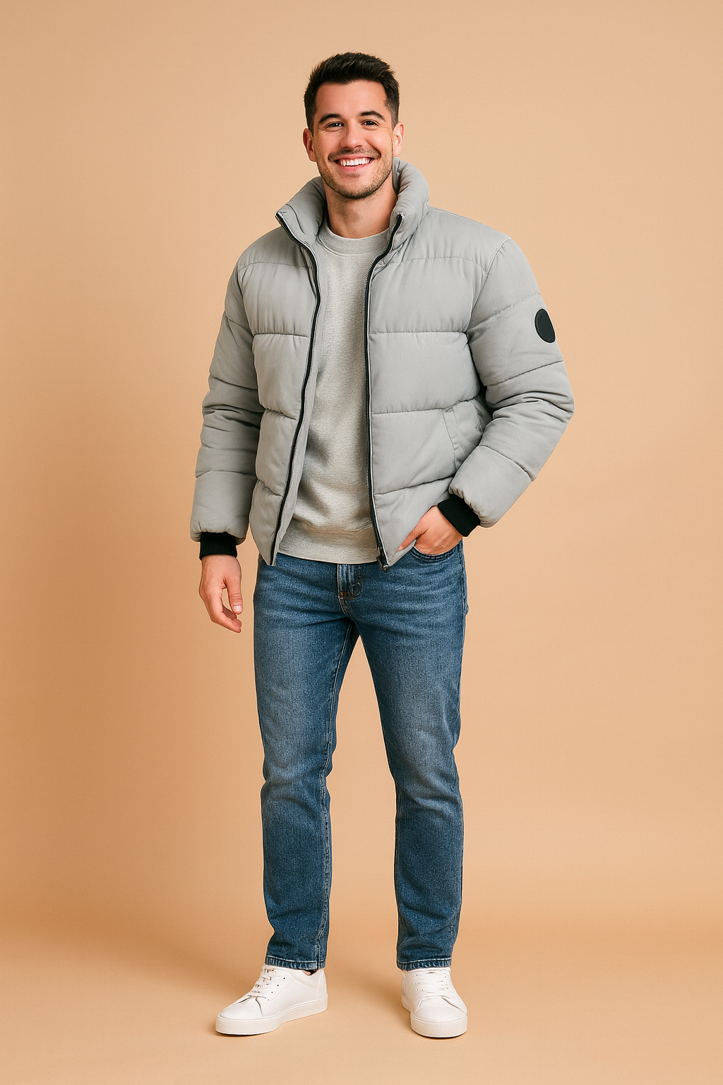 Men's stylish insulated puffer jacket for winter, perfect for cold weather urban wear & casual everyday fashion.