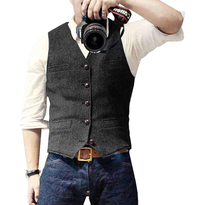 Stylish men's denim vest, Mason, offering casual layering and a modern, cool look for everyday wear.