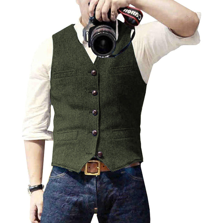 Contemporary men's denim vest, Mason, a fashionable sleeveless jacket adding cool to men's apparel.