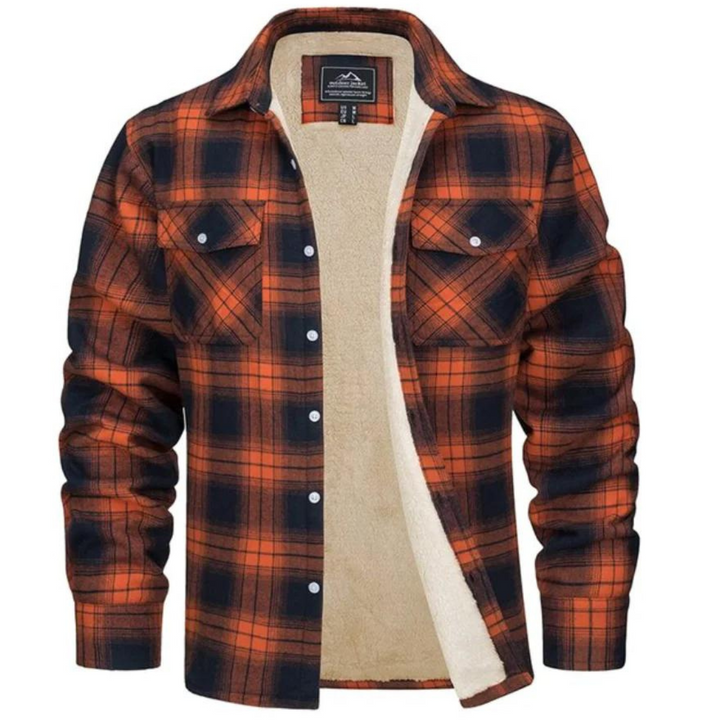Men's stylish plaid winter jacket, warm outerwear for cold weather, perfect for casual men's fashion.