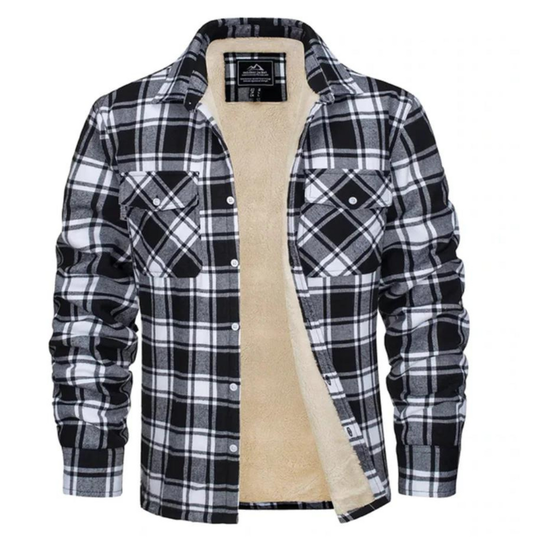 Stylish men's outerwear, a cozy plaid winter jacket ideal for modern men's fashion in cold weather.