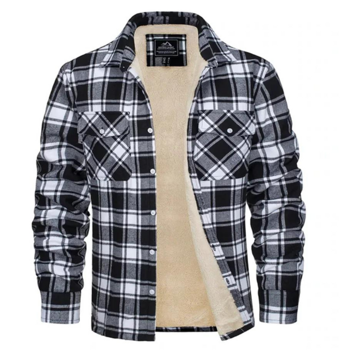 Stylish men's outerwear, a cozy plaid winter jacket ideal for modern men's fashion in cold weather.