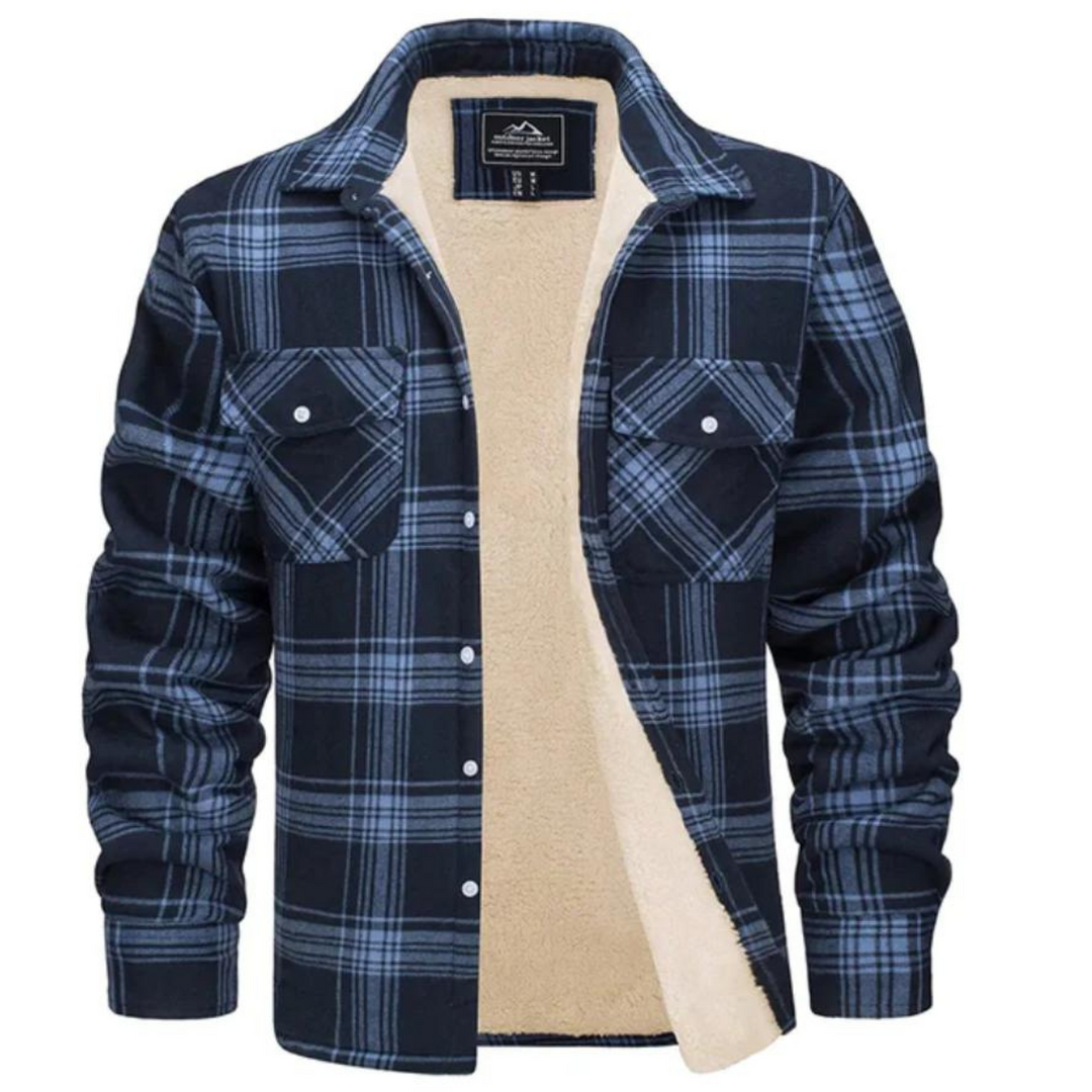 Versatile men's plaid winter coat, stylish and warm outerwear for cold weather, a men's fashion essential.