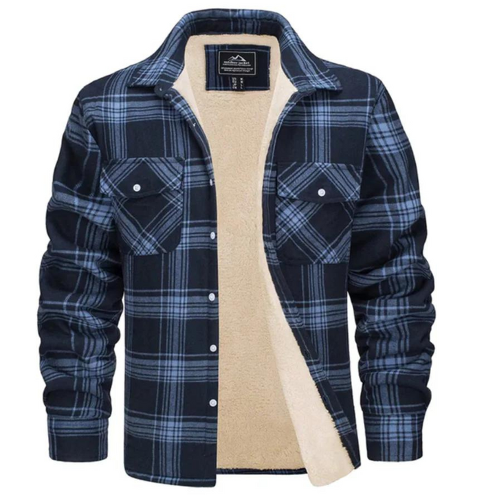 Versatile men's plaid winter coat, stylish and warm outerwear for cold weather, a men's fashion essential.