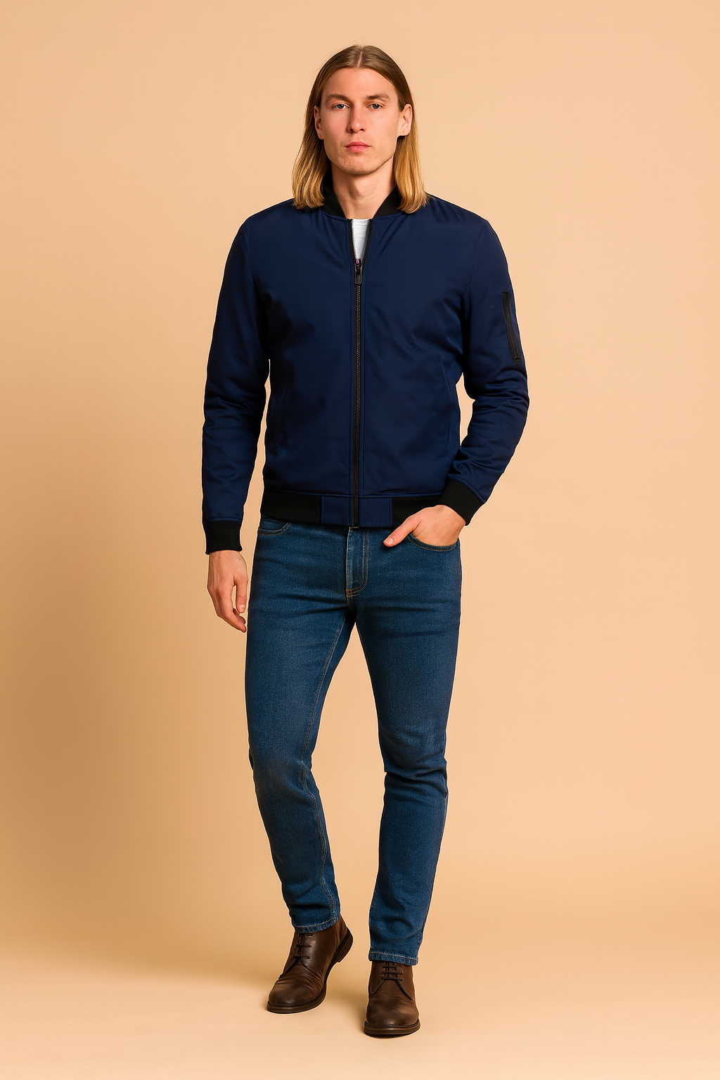 Men's Urban Bomber Jacket, slim fit, versatile for spring & fall, with front zip closure.