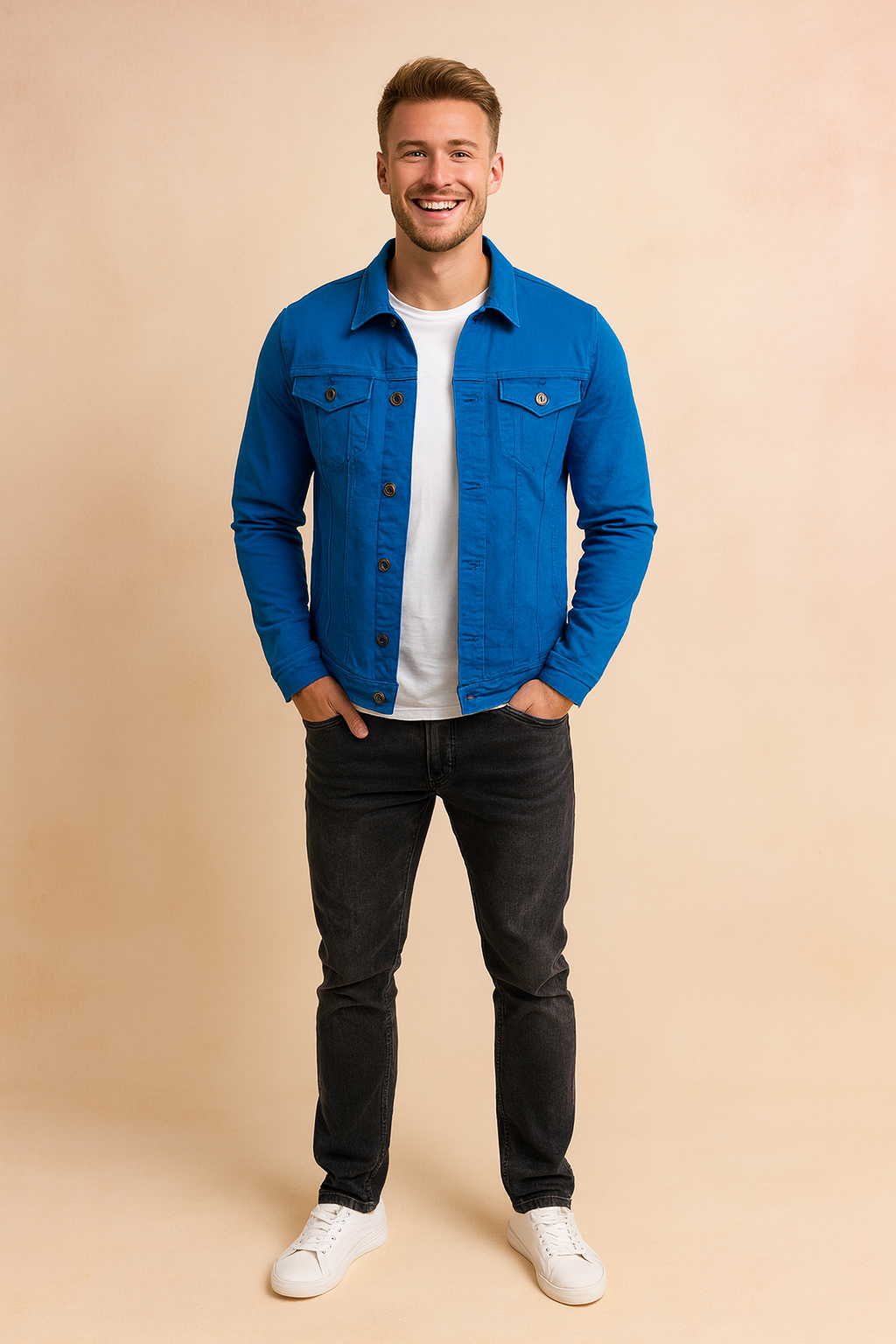 Men's urban casual jacket with modern style & button closure, perfect versatile outerwear for everyday fashion.