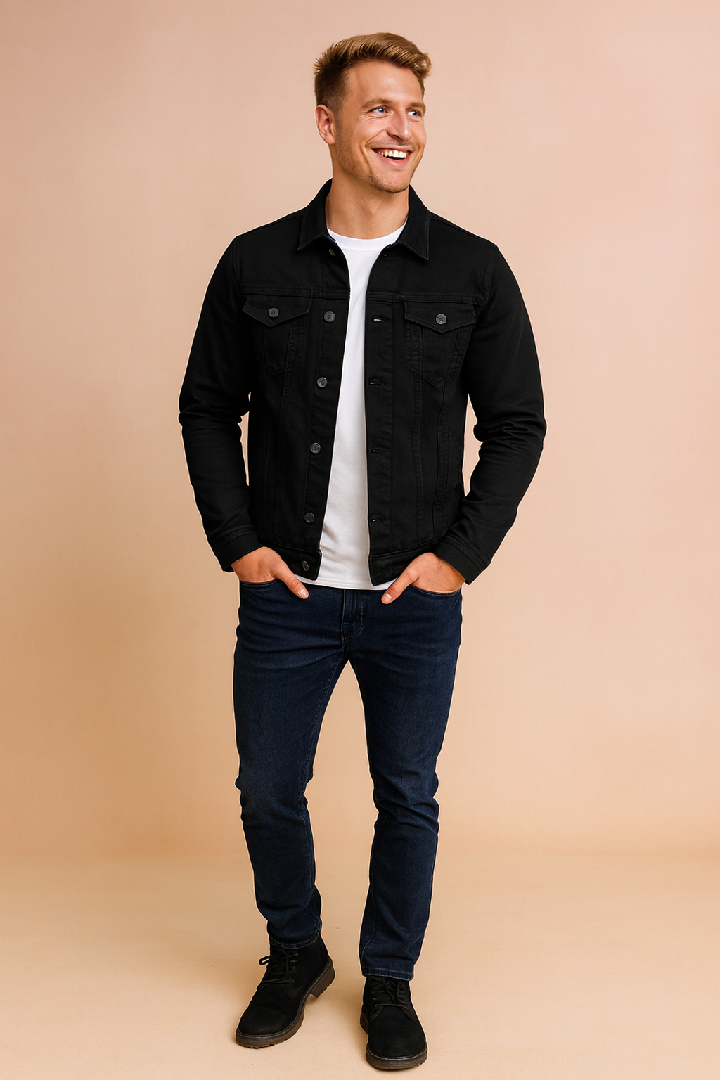 Stylish men's button-up jacket, ideal for spring & fall. Features a modern urban design for versatile everyday wear.