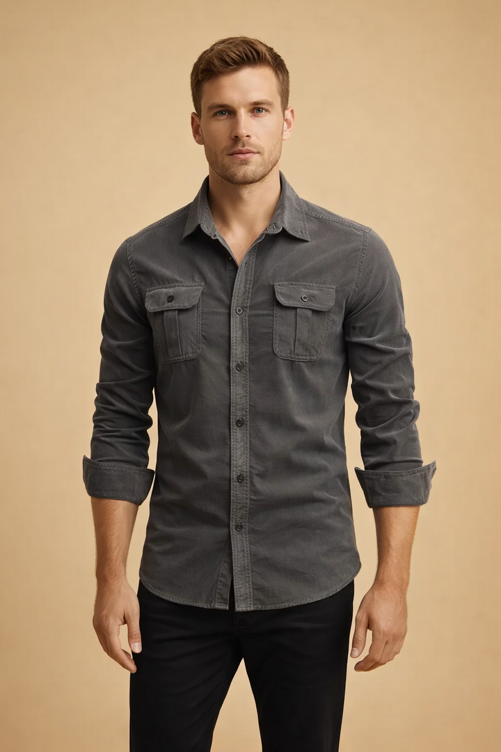 Men's button-up shirt, a long-sleeve modern fit garment delivering confident, versatile everyday style.