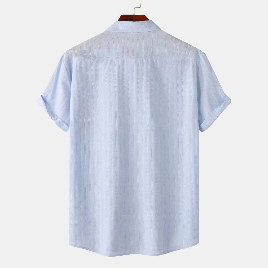 Men's short sleeve collared shirt. Button-down design, ideal for summer & everyday fashion.