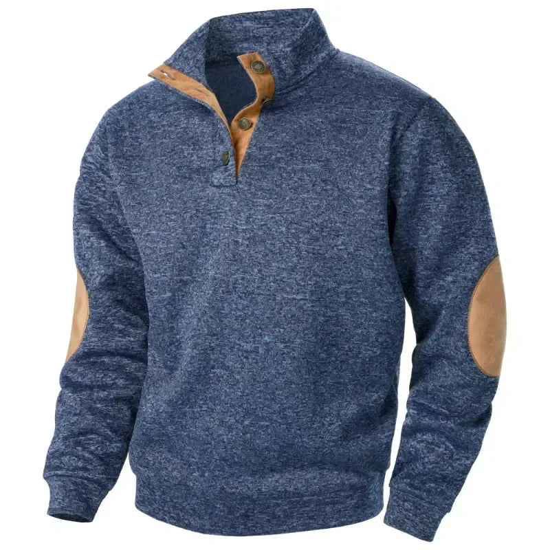 Man wearing a comfortable V-neck sweatshirt for a relaxed everyday casual style. Perfect for any day.