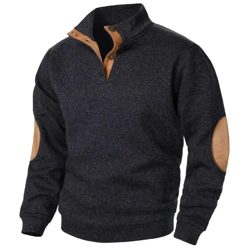Men's V-neck sweatshirt suitable for light outdoor activities, offering comfort & casual style.