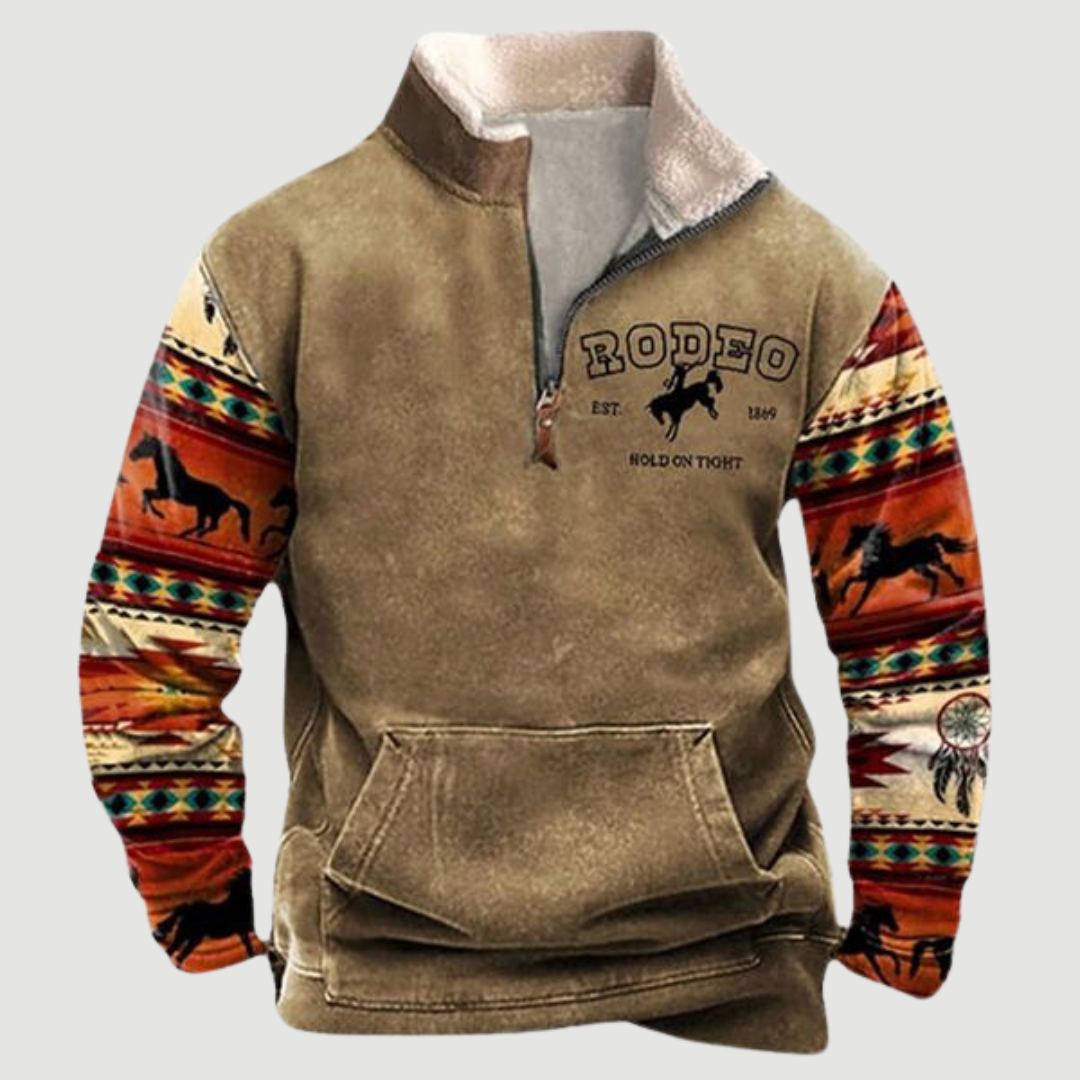 Felix men's vintage zip-up fleece jumper with long sleeves, perfect for casual winter comfort.