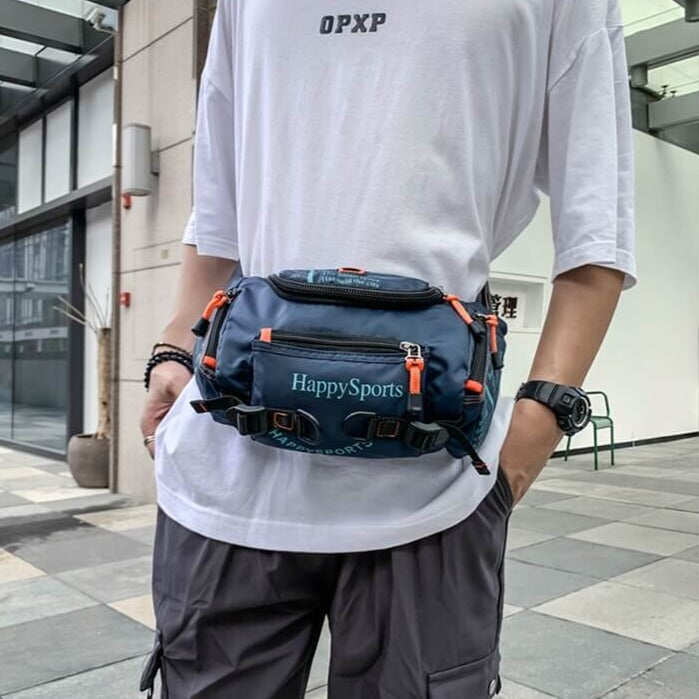 Lightweight nylon water-resistant men's sling bag for active travel, hiking & outdoor sports.