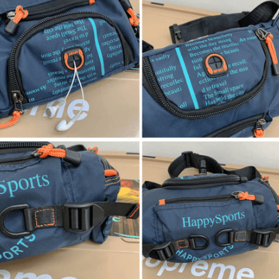 Multi-way men's water-resistant sling bag, worn as waist or crossbody for travel & outdoor.