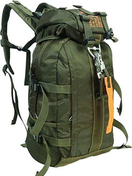 Spacious FieldGear men's tactical backpack for travel, water-resistant, with multiple compartments for gear.