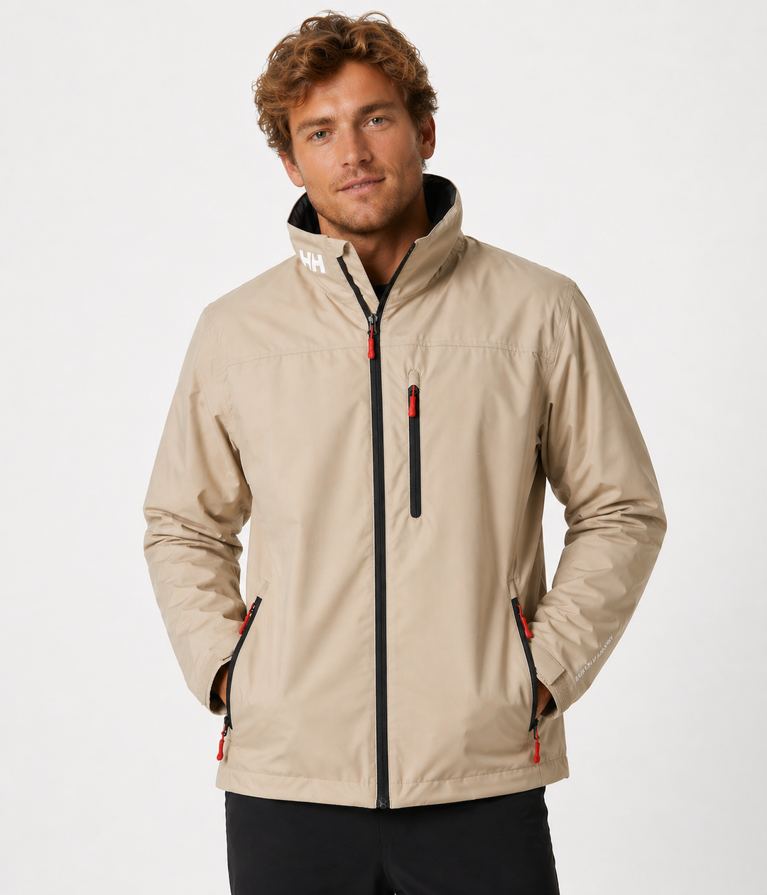 Durable men's water-resistant zip-up jacket with a modern structured collar. Lightweight & versatile for daily use.